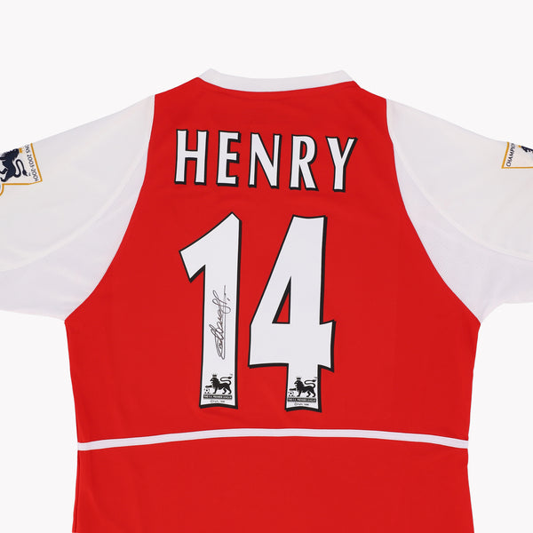 Back view of Thierry Henry's Arsenal 2003-04 League Winner shirt, displayed in premium condition.