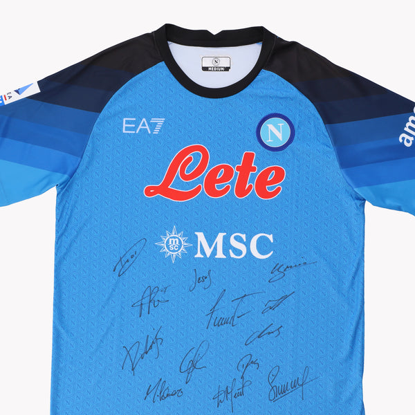 Front view of Napoli Serie A 2022-23 Winners shirt, displayed in premium condition.