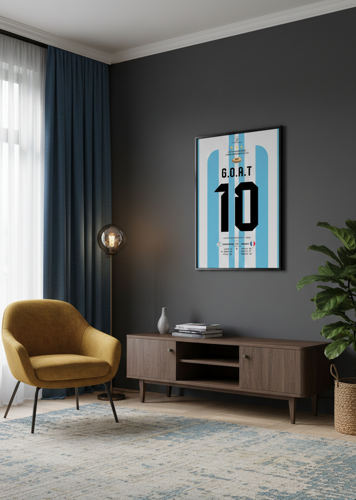Lionel Messi "G.O.A.T" World Cup Champion Poster – Argentina vs France Final 2022