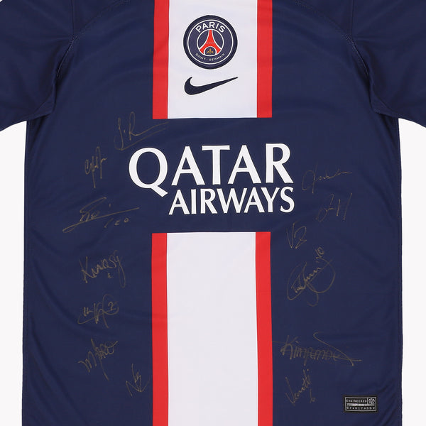 Front view of PSG 2022-23 Winners shirt, displayed in premium condition