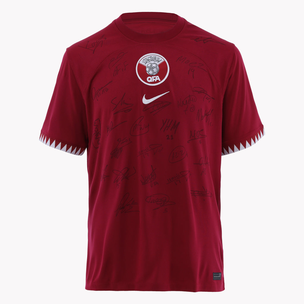 Front view of Qatar's International Team World Cup 2022 Edition shirt, in premium condition.