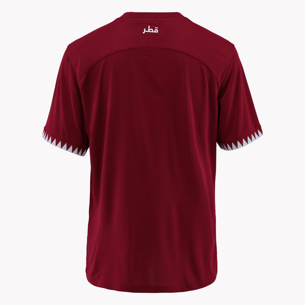 Back view of Qatar International Team World Cup 2022 Edition shirt, showcasing quality fabric.
