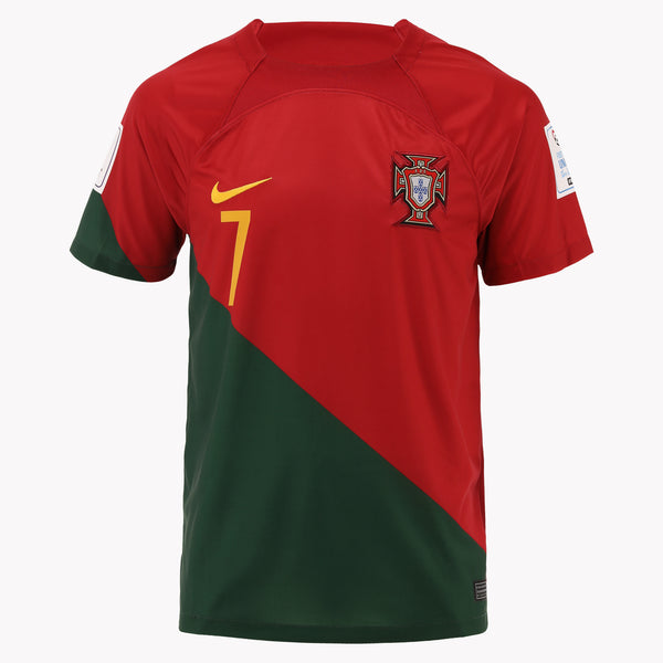 Front view of Ronaldo Portugal World Cup 2022 Edition shirt, showcasing quality fabric.