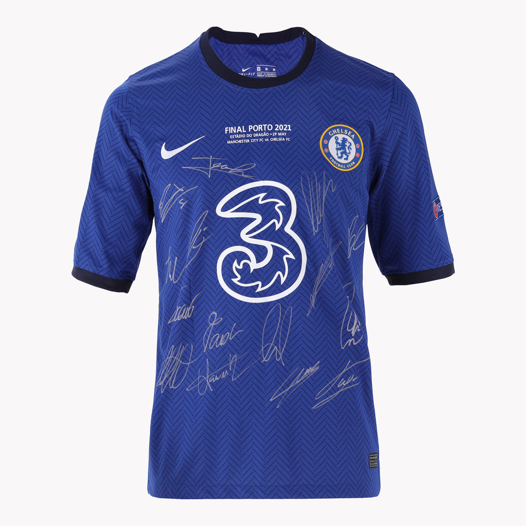 Front view of Chelsea's Champions League Winners Edition shirt, displayed in premium condition.