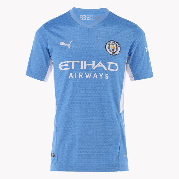 Front view of Mahrez Manchester City shirt, showcasing quality fabric.