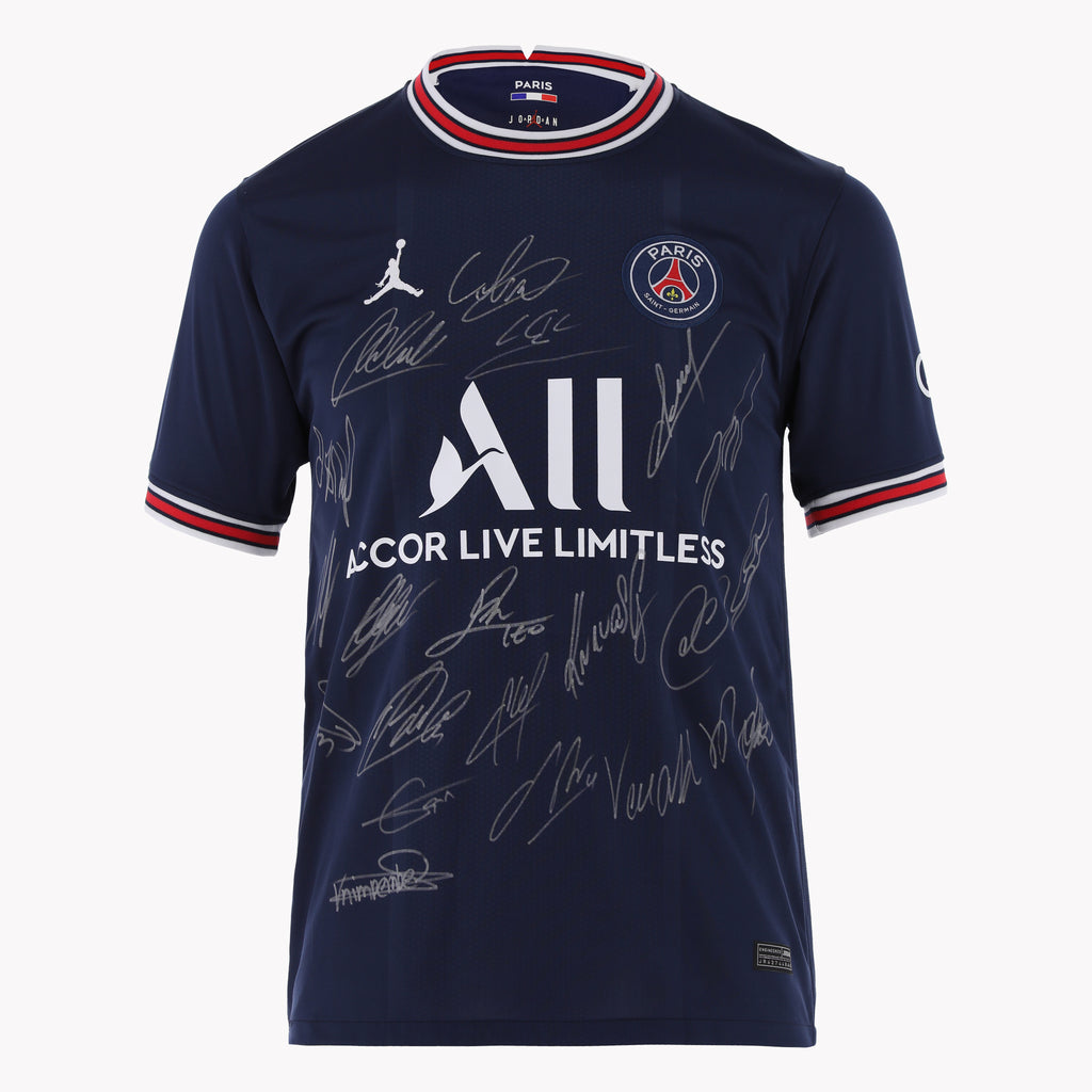 Front view of PSG's 2021-2022 Ligue 1 Winners Edition shirt, displayed in premium condition.