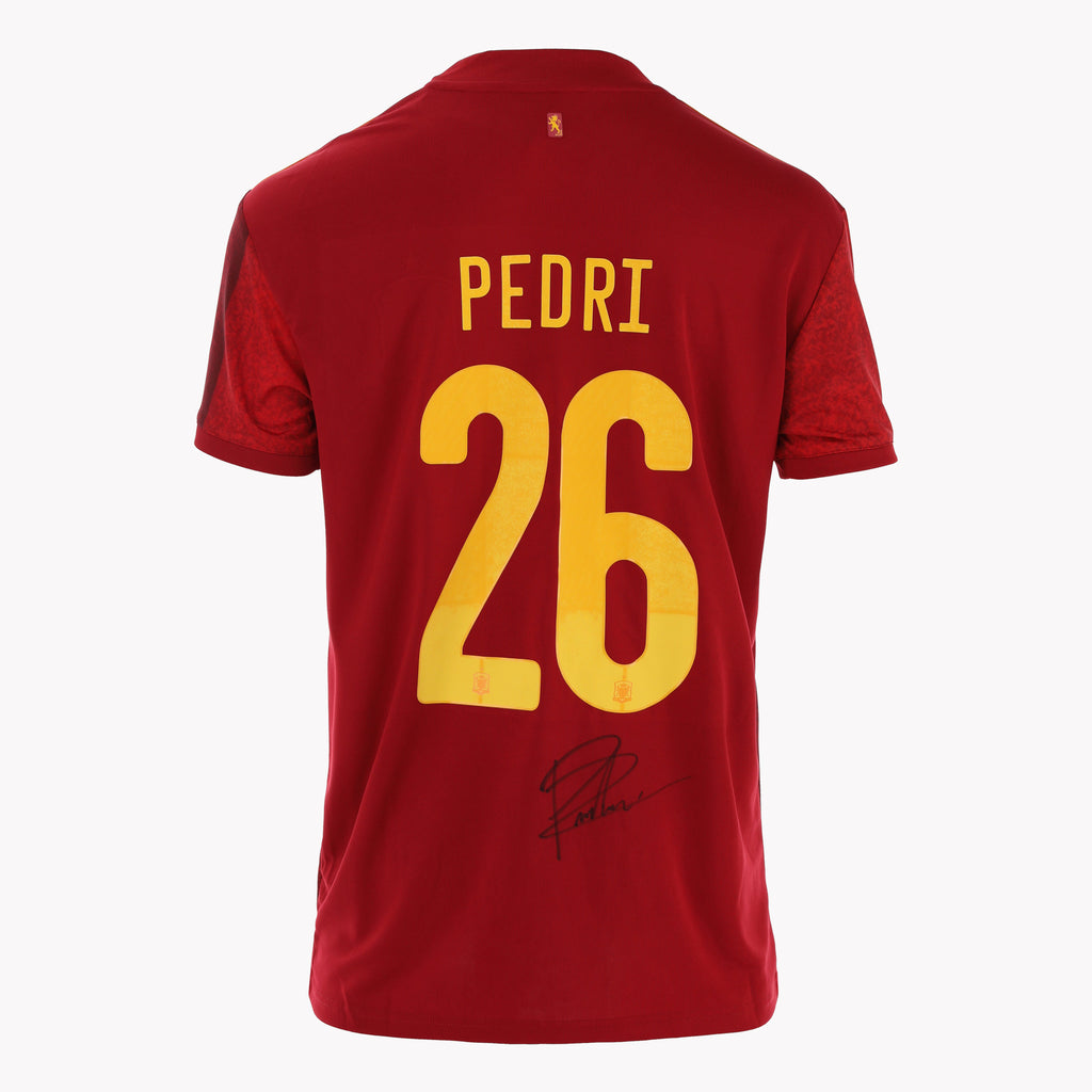 Back view of Pedri's Spain Edition shirt, displayed in premium condition.
