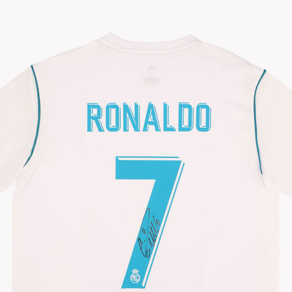 Cristiano Ronaldo Real Madrid Home 2017-18 Back Signed Shirt - thefootballautograph