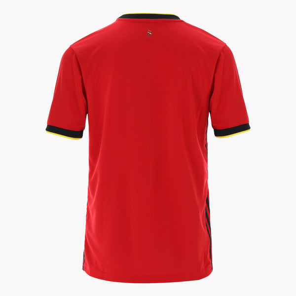 Back view of Belgium International Team shirt, featuring multiple player signatures.