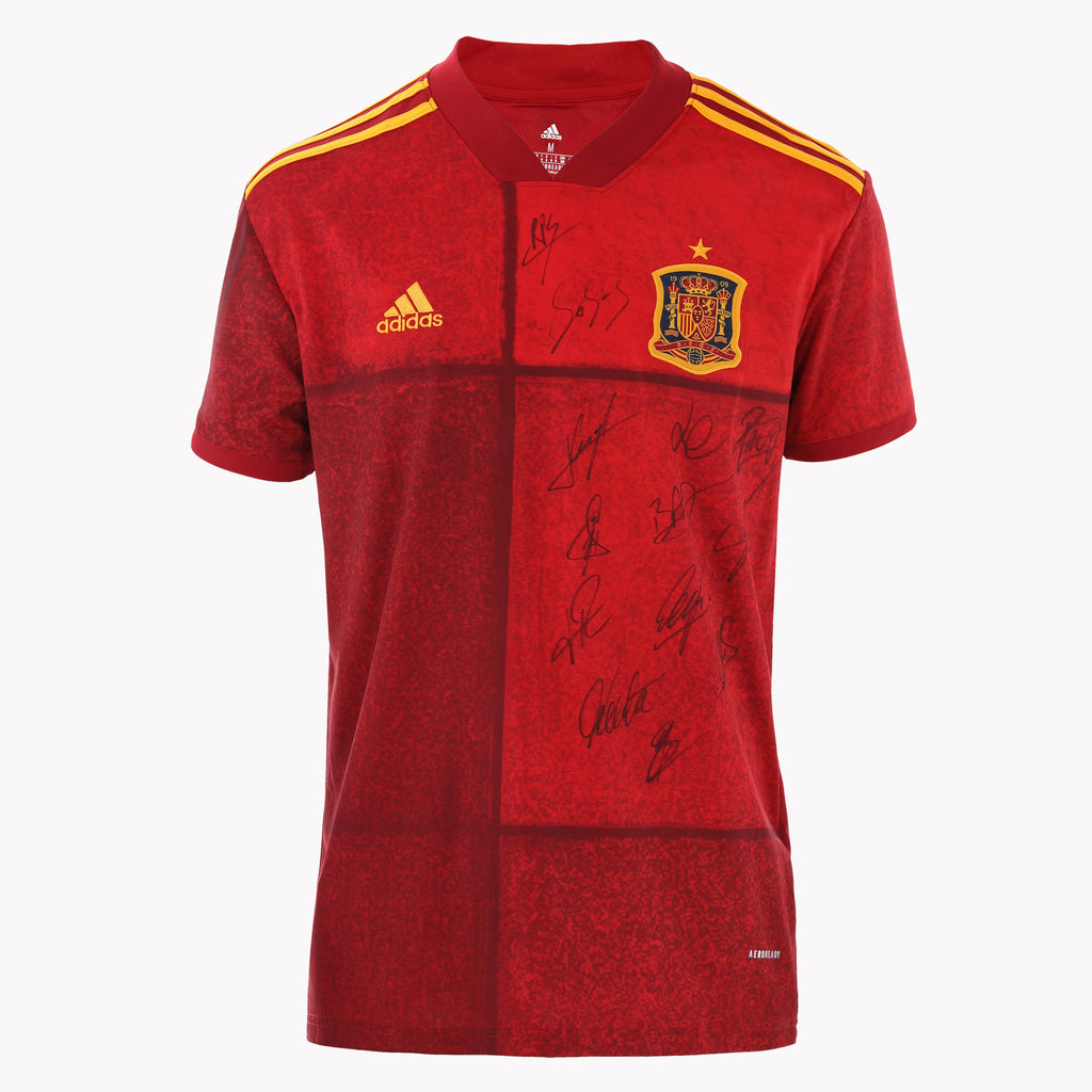 Spain International Team Front Signed Shirt - thefootballautograph
